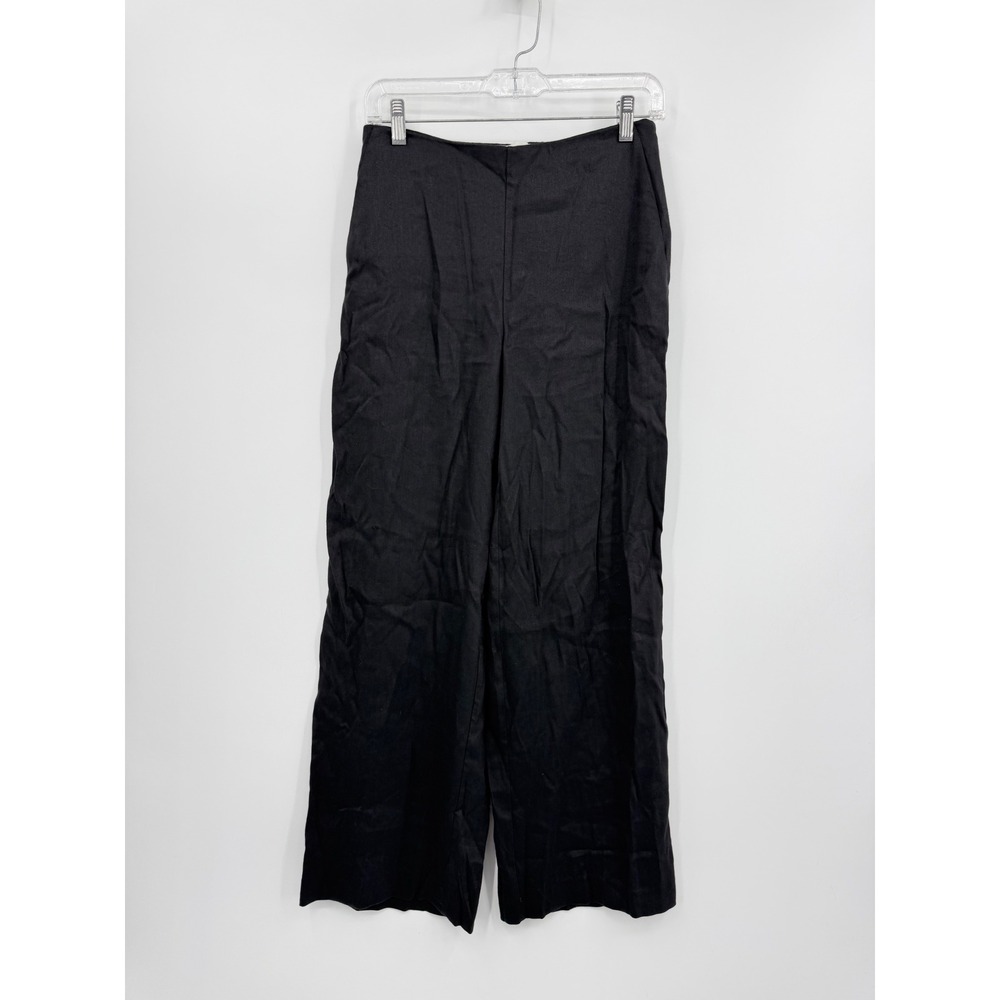 Babaton‎ Aritzia parity Wide Leg Trousers sz 2 Black Linen Blend High Waist
